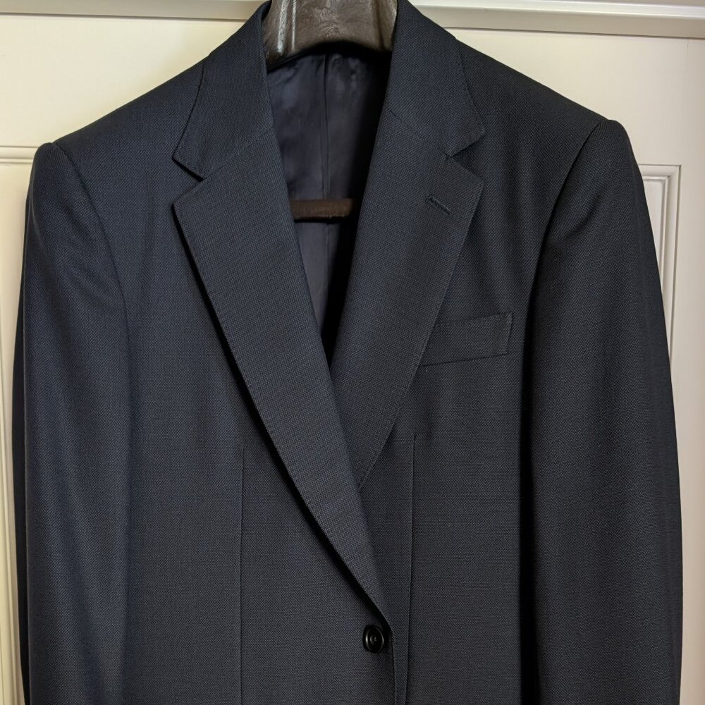 NWOT Lutwyche Savile Row Navy Blue Full Canvas Sport Coat Jacket England US40R